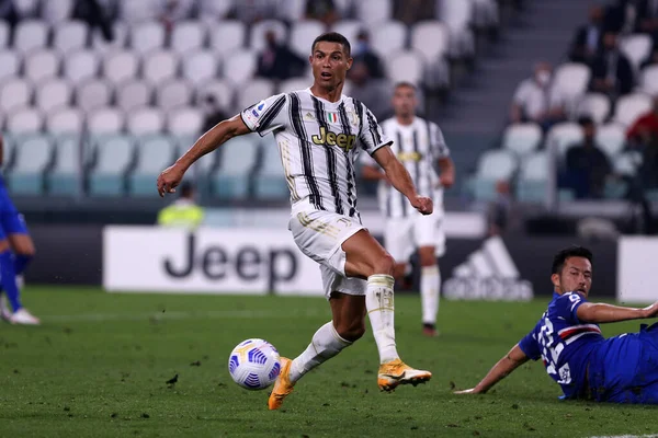 Torino Itálie Září2020 Italské Serie Cristiano Ronaldo Juventus Během Zápasu — Stock fotografie