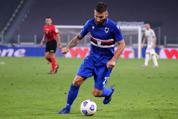 Torino, İtalya. 20 Eylül 2020. Uc Sampdoria takımından İtalyan Serie A. Lorenzo Tonelli, Juventus Fc ve Uc Sampdoria arasında oynanan Serie A karşılaşmasında görev aldı..   