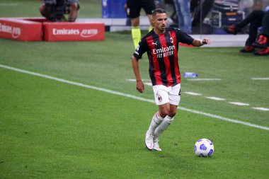Milano, İtalya. 21 Eylül 2020. İtalyan Serie A. Ismael Bennacer Ac Milan ve Bologna Fc arasında oynanan Serie A karşılaşmasında.  