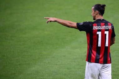 Milano, İtalya. 21 Eylül 2020. Ac Milan ile Bologna Fc arasında oynanan Serie A karşılaşmasında İtalyan Serie A. Zlatan Ibrahimoviç Ac Milan 'da mücadele etti..  