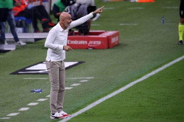 Milano, Italy. 21th September 2020. Italian Serie A. Stefano Pioli, head coach of Ac Milan, during  the  Serie A match  between Ac Milan and Bologna Fc.  