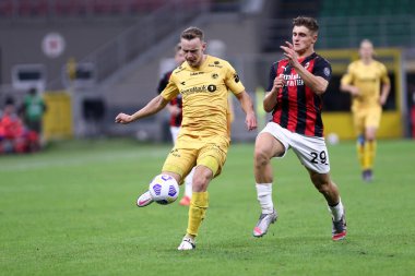 Milano, İtalya. 24 Eylül 2020. Uefa Avrupa Ligi. Bodo / Glimt 'ten Marius Lode. UEFA Avrupa Ligi 'nde Ac Milan ve Fotballklubben Bodo / Glimt arasında oynanan üçüncü ön eleme karşılaşmasında.  