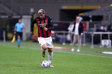 Milano, İtalya. 24 Eylül 2020. Uefa Avrupa Ligi. Ac Milan 'dan Theo Hernandez UEFA Avrupa Ligi üçüncü tur eleme karşılaşmasında Ac Milan ve Fotballklubben Bodo / Glimt arasında.  