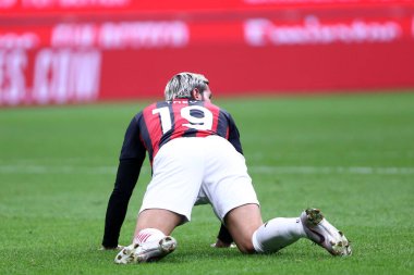 Milano, İtalya. 24 Eylül 2020. Uefa Avrupa Ligi. Ac Milan 'dan Theo Hernandez UEFA Avrupa Ligi üçüncü tur eleme karşılaşmasında Ac Milan ve Fotballklubben Bodo / Glimt arasında.  