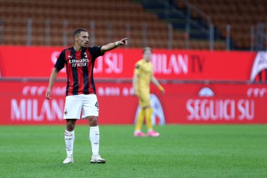 Milano, İtalya. 24 Eylül 2020. Uefa Avrupa Ligi. Ac Milan 'dan Ismael Bennacer UEFA Avrupa Ligi' nde Ac Milan ve Fotballklubben Bodo / Glimt arasında oynanan üçüncü ön eleme karşılaşmasında.  