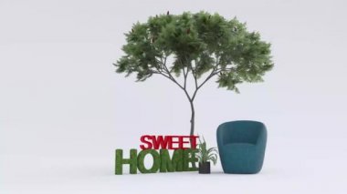 Beyaz arkaplanda Sweet Home Animation videosu
