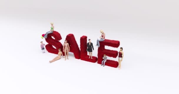 Sale Text Women Sitting Standing — Stock Video