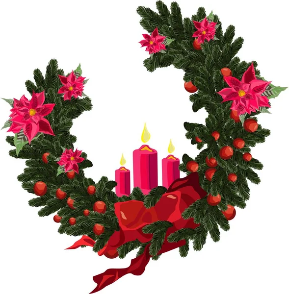 Vector Diseño Navidad Paquete Ramas Pino Objeto Decoración Navidad Flores — Archivo Imágenes Vectoriales