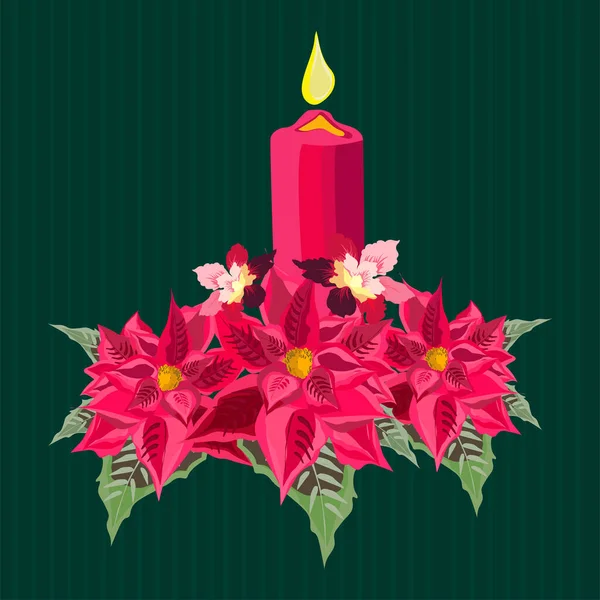 Vector Diseño Navidad Paquete Ramas Pino Objeto Decoración Navidad Flores — Vector de stock