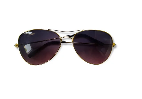 Siyah renk kısmen şeffaf özellikler ve altın metalik çerçeve izole fotoğraf