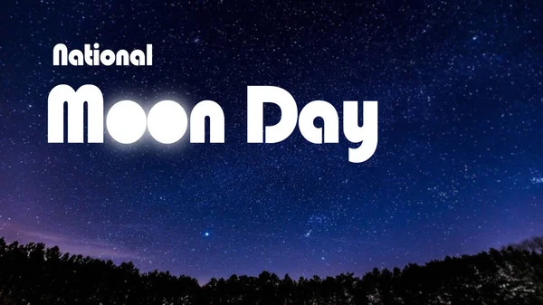 National Moon Day Tekst Niebieskim Ciemnym Niebie Gwiazdami — Zdjęcie stockowe