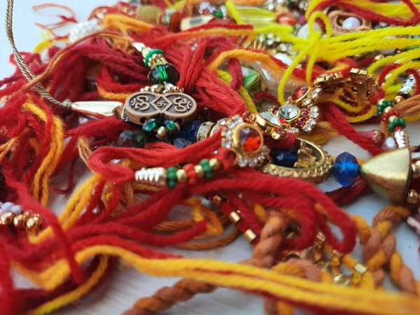 Selective Focus Rakhee Holy Thread Indian Festival Raksha Bandhan — Stock Photo, Image