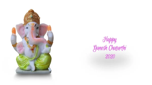 Lord Ganesha putu beyaz arka planda izole edilmiş.