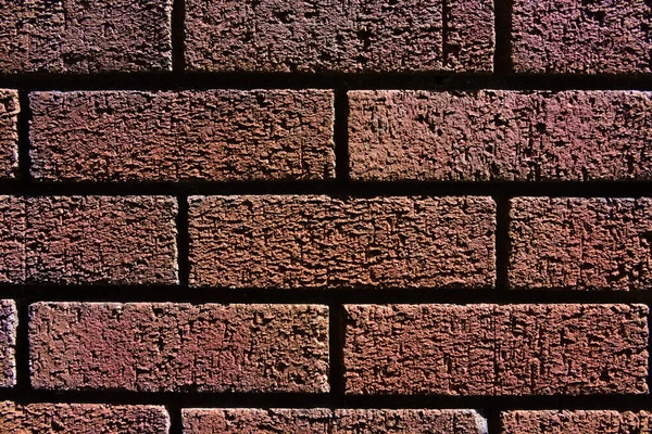 Horizontal Red Brick Wall Background Texture Monochromatic Appearance Dark Shadows — Stock Photo, Image