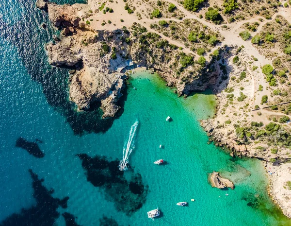 Strand Van Cala Tarida Ibiza Spanje — Stockfoto