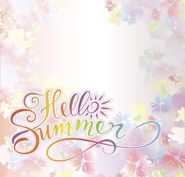Bannière Hello Summer Dans Style Aquarelle Modèle Carte Postale Illustration — Image vectorielle