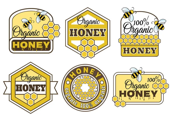 Set Honey Logo Label Template Design Vector Illustration — Stock Vector