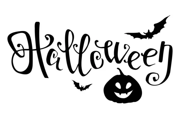 Halloween Czarny Wektor Literowanie Dyni Nietoperzy Element Twojego Projektu Ilustracja — Wektor stockowy