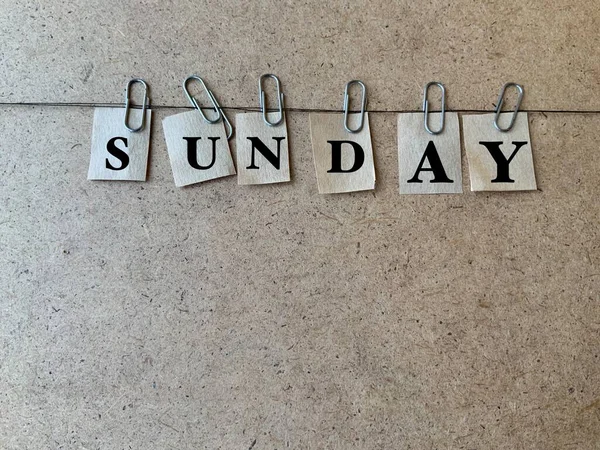 Niedziela Słowo Niedziela Drewnianym Tle Zdjęcia Wakacje Dzień Kalendarz Baner — Zdjęcie stockowe