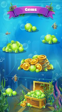 Atlantis kalıntıları - vektör çizim mobil biçimli pencere mücevher. Orijinal video veya web Oyunlar, grafik tasarım, ekran koruyucular oluşturmak için parlak arka plan görüntüsü.