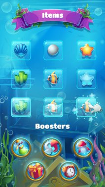 Atlantis kalıntıları - vektör çizim mobil biçimli güçlendirici öğelerin ekran. Orijinal video veya web Oyunlar, grafik tasarım, ekran koruyucular oluşturmak için parlak arka plan görüntüsü.