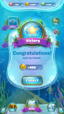 Atlantis kalıntıları - vektör çizim mobil biçimli zafer ekran. Orijinal video veya web Oyunlar, grafik tasarım, ekran koruyucular oluşturmak için parlak arka plan görüntüsü.