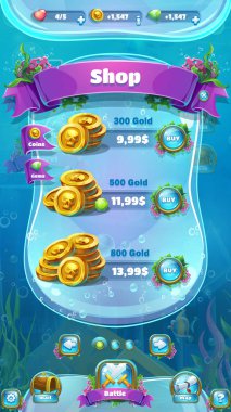 Atlantis kalıntıları - vektör çizim mobil biçimli Dükkanı ekran. Orijinal video veya web Oyunlar, grafik tasarım, ekran koruyucular oluşturmak için parlak arka plan görüntüsü.