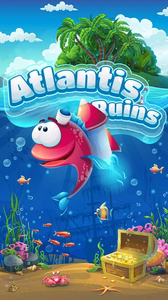 Atlantis Ruiner Gui Mobila Format Marina Livet Landskap Havet Och — Stock vektor