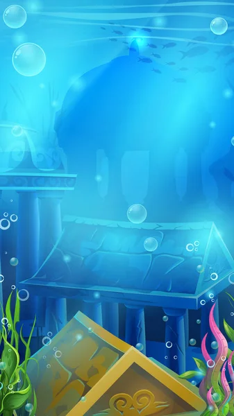 Ruínas Atlantis Tela Ilustração Vetorial Para Jogo Computador Imagem Fundo — Vetor de Stock