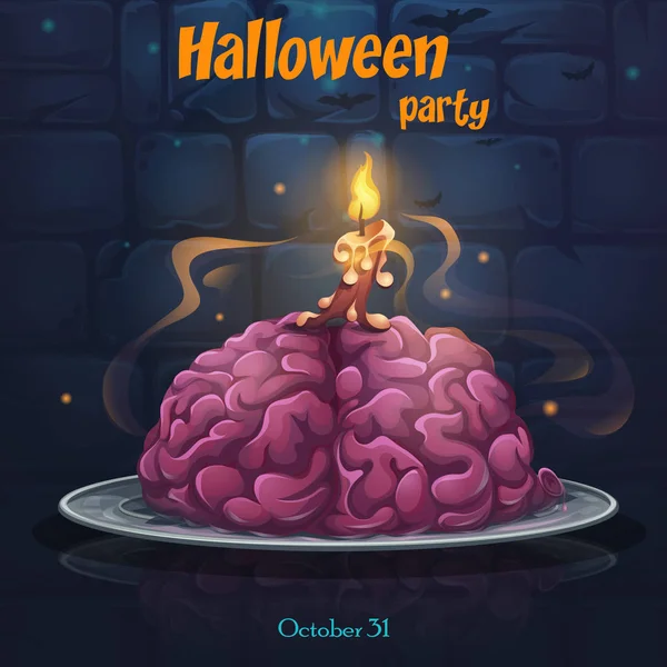 Fiesta Halloween Cerebros Plato Imagen Brillante Para Crear Videojuegos Juegos — Vector de stock