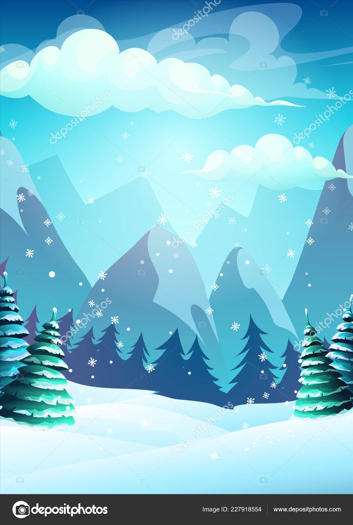 Vector Illustration Cartoon Winter Landscape Web Video Games User Interface  Stock Vector Image by ©Nearbirds #227918554