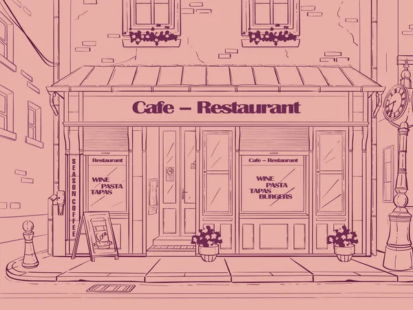 Vektor Bakgrund Café Ungern Bild Restaurang För Webb Video Gränssnitt — Stock vektor