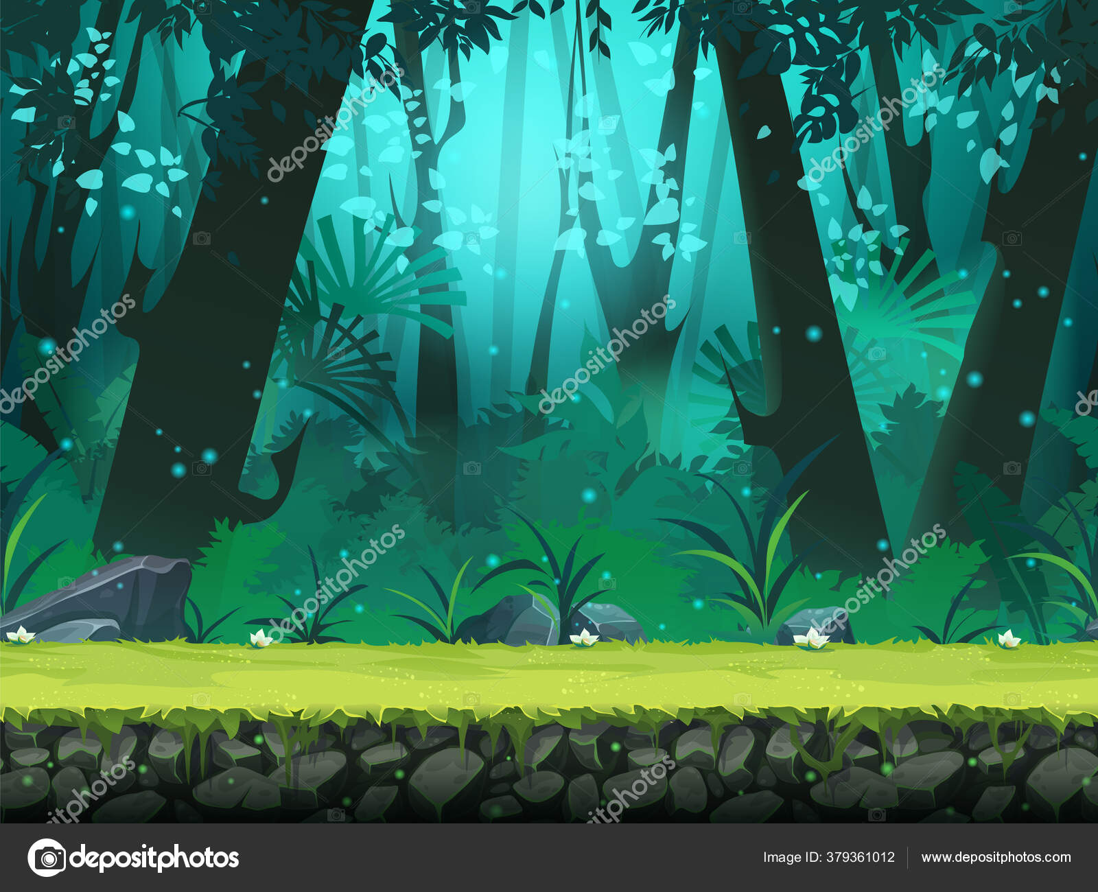 Vector Cartoon Horizontal Seamless Illustration Background Rainforest  Design Game Websites Stock Vector Image by ©Nearbirds #379361012