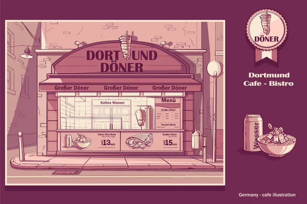Vector Roze Gekleurde Achtergrond Cafe Bistro Dortmund Duitsland Voor Bedrukking — Stockvector