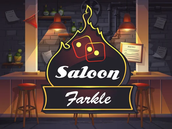 Salon Farkle Vektör Karikatür Çizimi Video Oyunu Kullanıcı Arayüzü Için — Stok Vektör