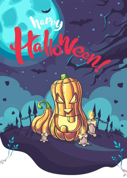 Gelukkige Halloween Vector Achtergrond Met Pompoen Voor Bedrukking Aanvraag Powerpoint — Stockvector