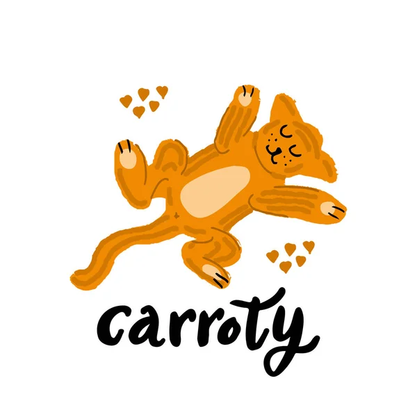 Orange Cat Illustration Vector Handdrawn Elements — Stock Vector