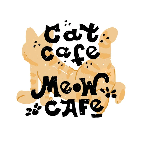 ปแมวส องค ประกอบท วาดด วยม อของเวกเตอร าหร บการออกแบบ Cat Cafe — ภาพเวกเตอร์สต็อก