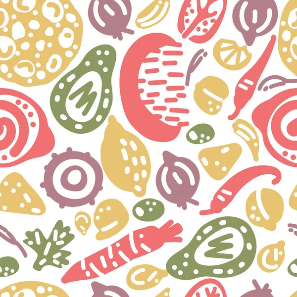 Vegetarisk Ekologisk Hummus Handritad Vektor Sömlös Bakgrund Illustration Gjord Klotter — Stock vektor