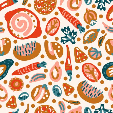 Vejetaryen çiğ organik humus elle çizilmiş vektör pürüzsüz arka plan. Çizim stiliyle yapılmış bir resim. Paket, ürün ve diğer tasarım için yiyecek nesneleri kümesi.