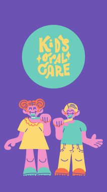 Erkek ve kız diş fırçalama sahnesi