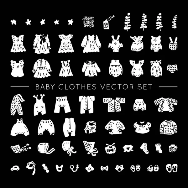 Ensemble Vecteur Vêtements Vintage Nouveau Vêtements Classiques Pour Enfant Gros — Image vectorielle