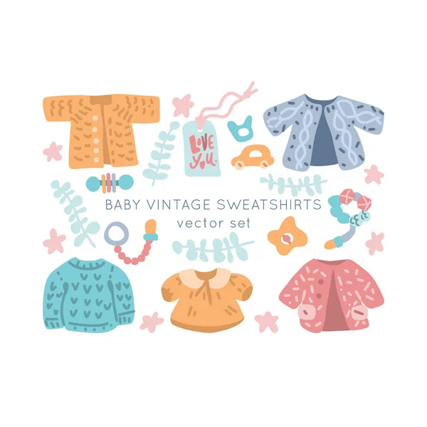Bebê Recém Nascido Vintage Blusas Vetor Definido Vestuário Clássico Boho —  Vetores de Stock