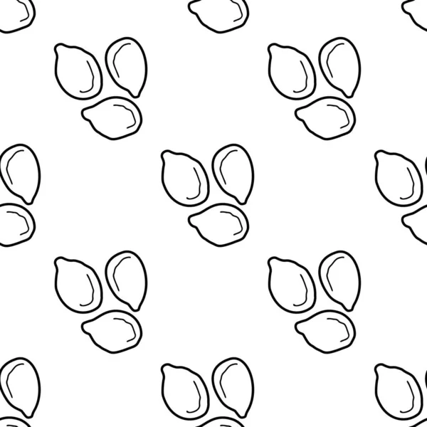 Graines Sésame Dessin Main Vectoriel Sans Couture Décrivez Texture Monochrome — Image vectorielle