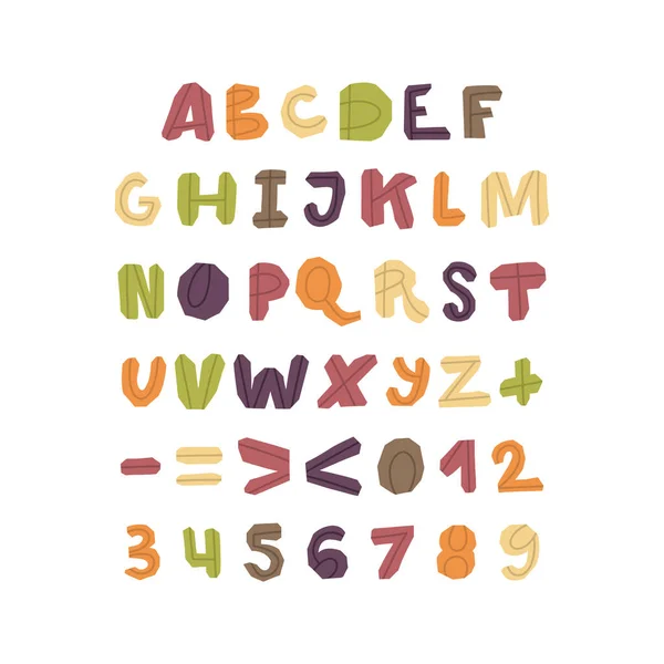 Alphabet Vectoriel Gras Papier Découpé Formes Décorées Ensemble Polices Vectorielles — Image vectorielle