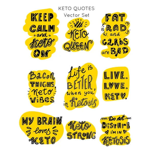 Ketogenic Diet Lettering Vector Set Hand Drawn Lettering Motivation Quotes — Stock Vector