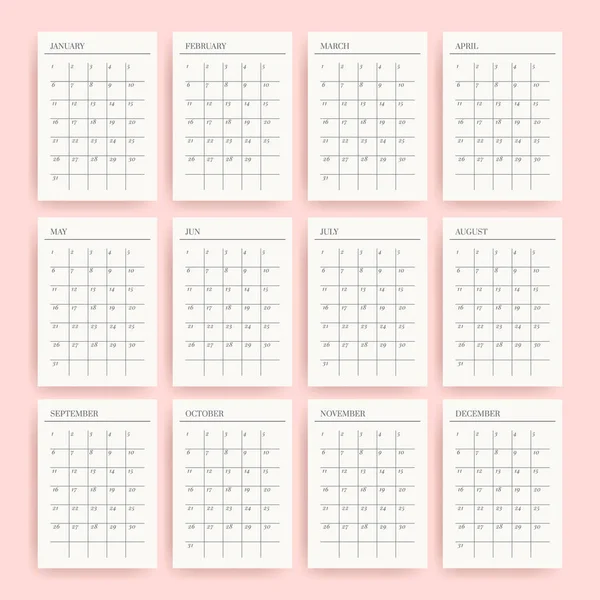 Paper Size Vector Planner Template Blank Printable Vertical Notebook Page — Stock Vector