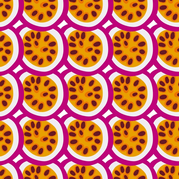 Maracuyá Patrón Fruta Exótica Fondo Sin Costuras Vectorial Hecho Estilo — Vector de stock