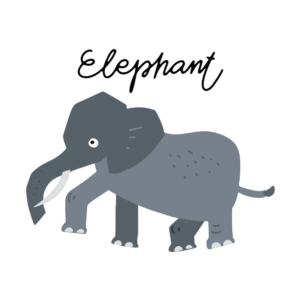 Safári Africano Animais Elefantes Clipart Vetor Set Elementos Desenhados Mão — Vetor de Stock