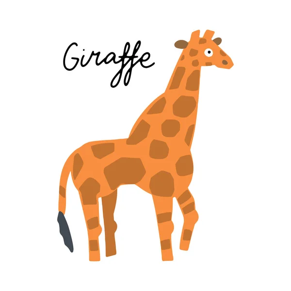 African Safari Giraffe Animal Clipart Vector Set Hand Drawn Elements — Stock Vector